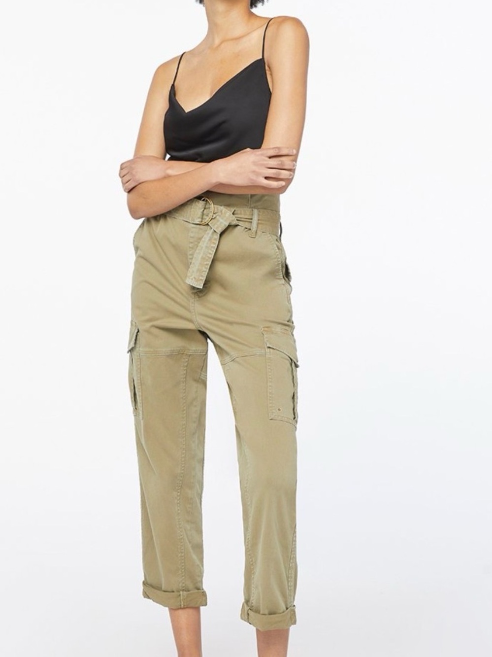 Frame Safari Belted High Waisted Olive Cargo Pants - Size 26